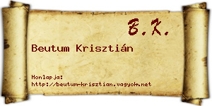 Beutum Krisztián névjegykártya